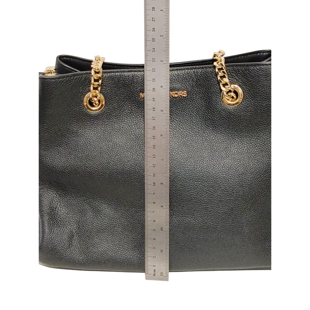 Michael Kors Teagan Large Pebbled Leather Shoulder Purse Bag Black Chain Strap - Picture 7 of 7